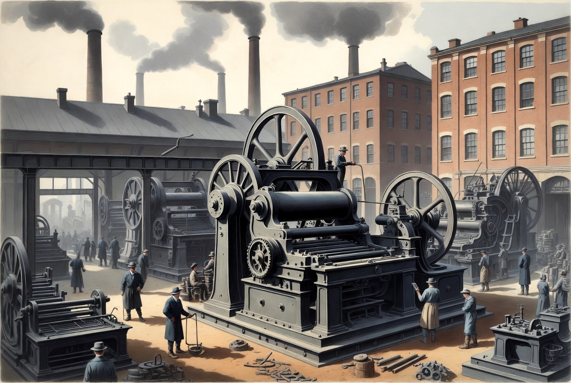 Illustration einer industriellen Schriftgießerei
