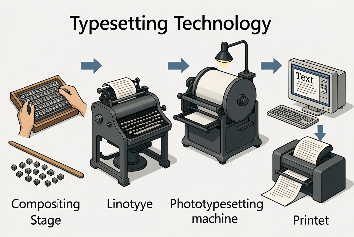 Illustration der Entwicklung der Satztechniken